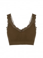 Rip bustier with lace -Dark Brown 